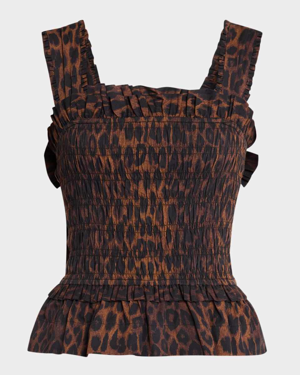 Tish Leopard-Print Shirred Cami